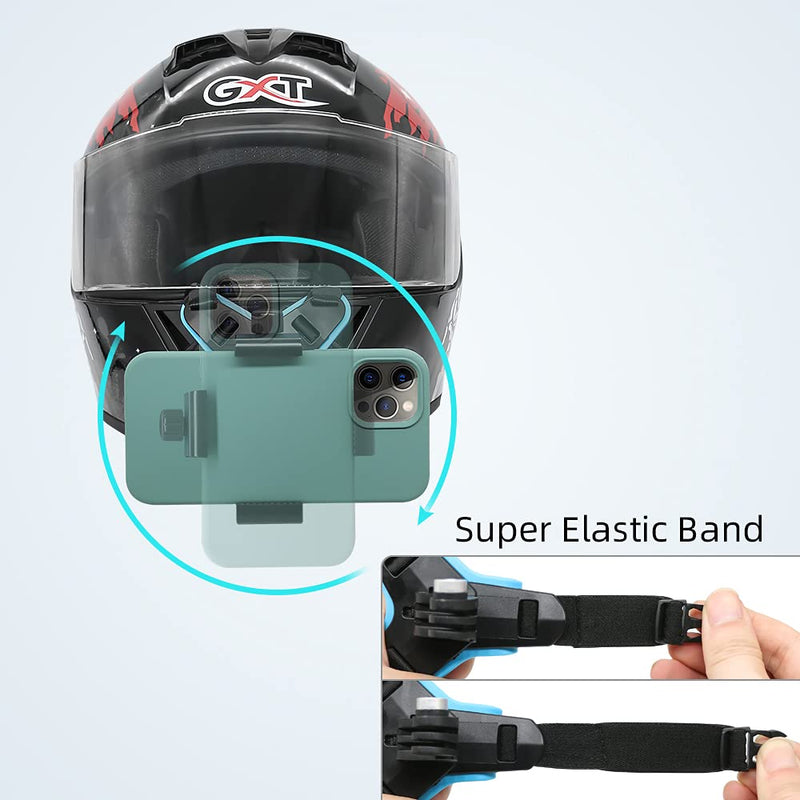  [AUSTRALIA] - Updated Motorcycle Helmet Chin Strap Mount with Phone Clip Compatible with iPhone 14/14Pro/14 Plus, iPhone 13/13 Pro, iPhone X/XS/XR, Samsung, LG, Pixel, Huawei, Xiaomi and More Original version