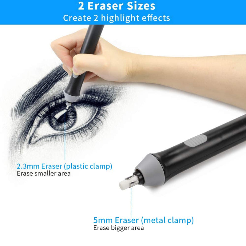  [AUSTRALIA] - Electric Eraser, Couture Creations Creative Detailer Tool, AFMAT Electric Eraser Kit for Artists, 140 Refills, Battery Operated Pencil Eraser for Sketching Pencils/Drafting/Drawing/Graphite Pencils Black