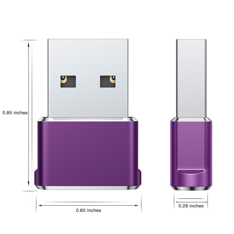 USB C Female to USB Male Adapter (3 Pack),Type C to USB A Charger Cable Adapter for iPhone 11 12 Mini Pro Max,Airpods iPad,Samsung Galaxy Note 10 20 S20 Plus S20+ 20+ Ultra,Microsoft Surface Duo PURPLE - LeoForward Australia