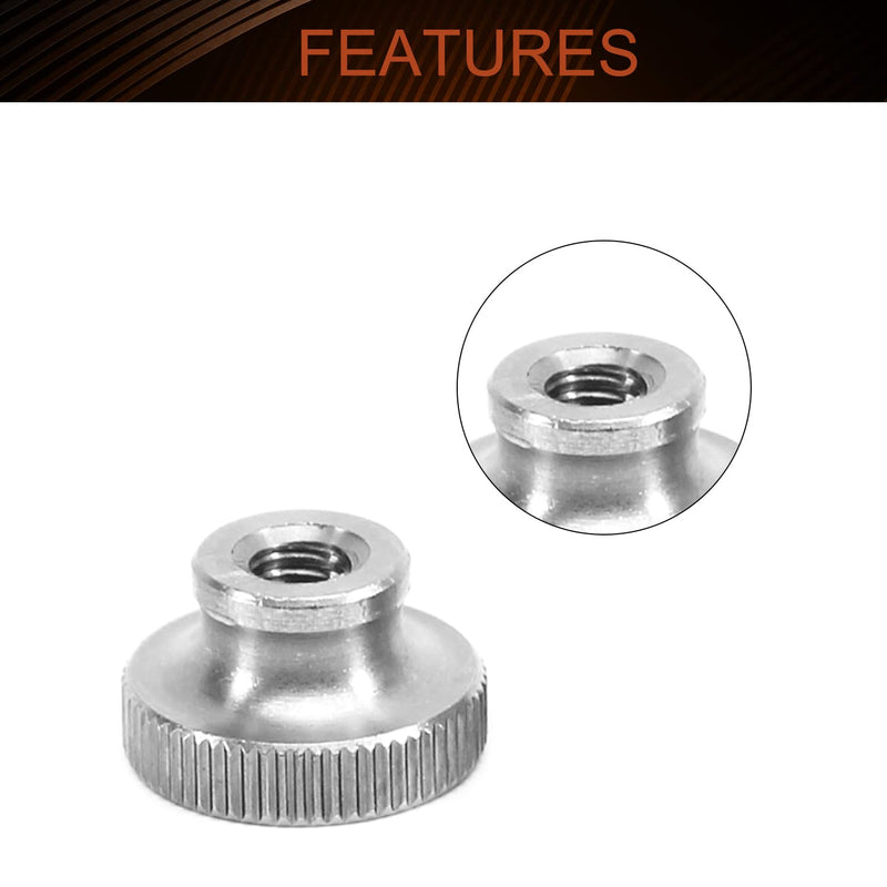  [AUSTRALIA] - MroMax Knurled Thumb Nuts, M6 Through Hole Round Knobs ，Whitewash 304 Stainless Steel, Pack of 6