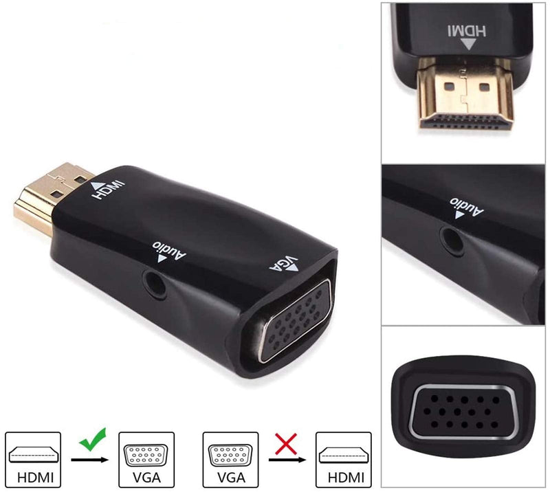  [AUSTRALIA] - HDMI to VGA, Gold-Plated HDMI to VGA Adapter, Male to Female for Computer, Desktop, Laptop, PC, Monitor, Projector, HDTV, Chromebook, Raspberry Pi, Roku, Xbox and More