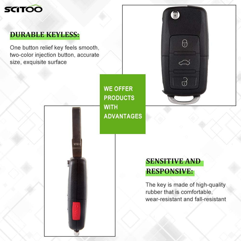SCITOO Keyless Entry Remote Flip Key FOB Shell 1PC 4 Buttons Replacement for Volkswagen Golf Beetle Jetta Passat HLO1J0959753AM * 1 pc - LeoForward Australia