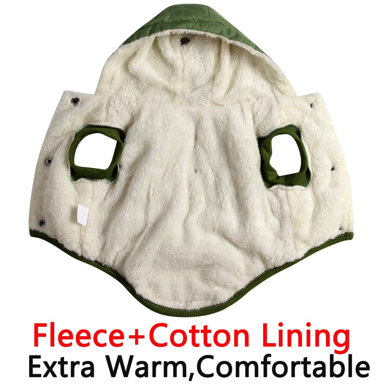 Vecomfy Fleece Lining Extra Warm Dog Hoodie in Winter,Small Dog Jacket Puppy Coats with Hooded Green XS X-Small - LeoForward Australia