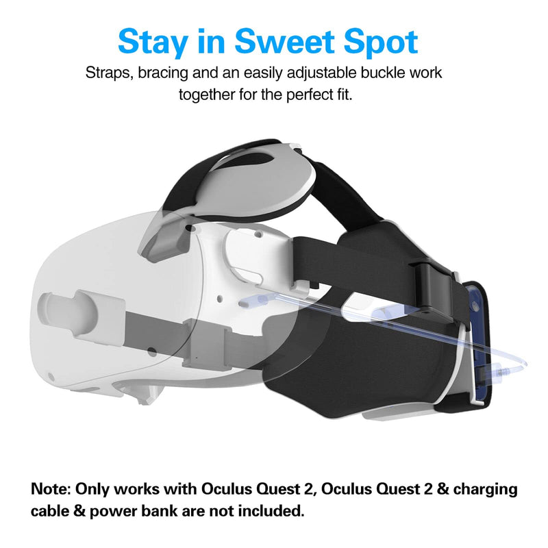  [AUSTRALIA] - COSOOS Head Strap for Oculus Quest 2 Elite Strap, Comfortable Headband with Battery Holder Bracket for Enhanced Comfort and Long Playtime in VR, Reduce Head Pressure (Power Bank not Included)