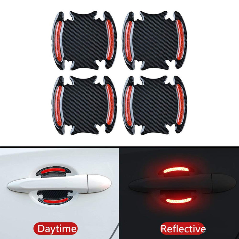 4pcs Car Reflective Sticker Door Handle Door Bowl Protection (Red) Red - LeoForward Australia