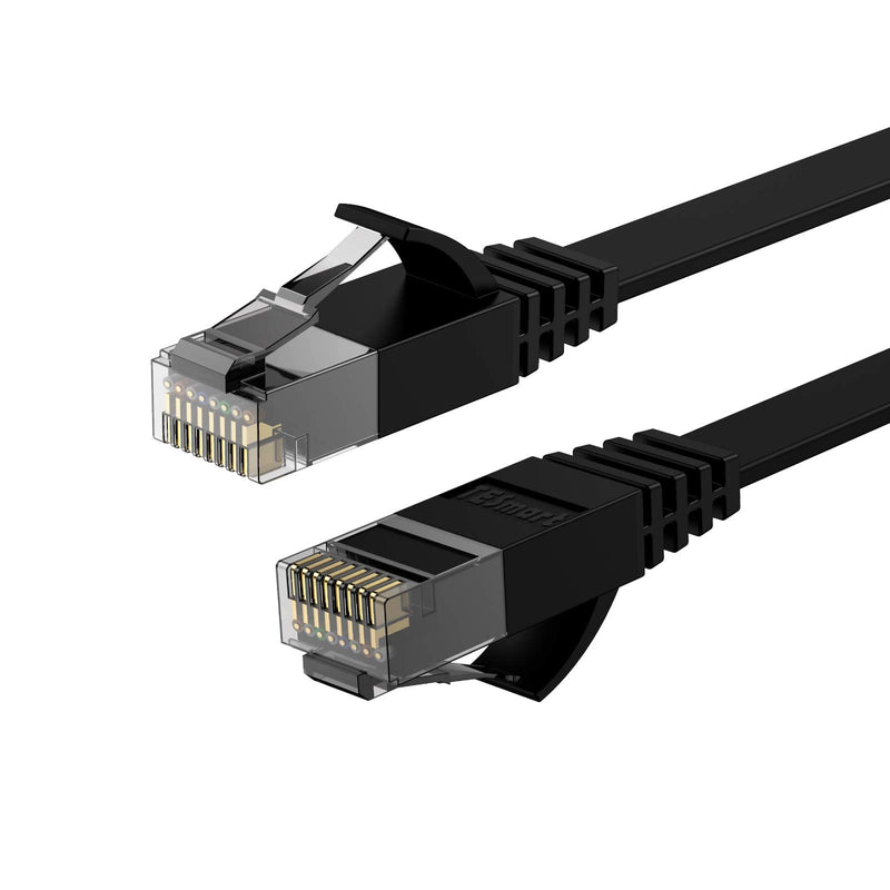  [AUSTRALIA] - Cat 6 Ethernet Cable 50ft/15m, TESmart RJ45 Flat Network LAN Cable High-Speed 1000Mbps 250Mhz, Support Cat 5e, Suitable for Network Switch/Gigabit Modem, etc(50ft/15m,Black) Black