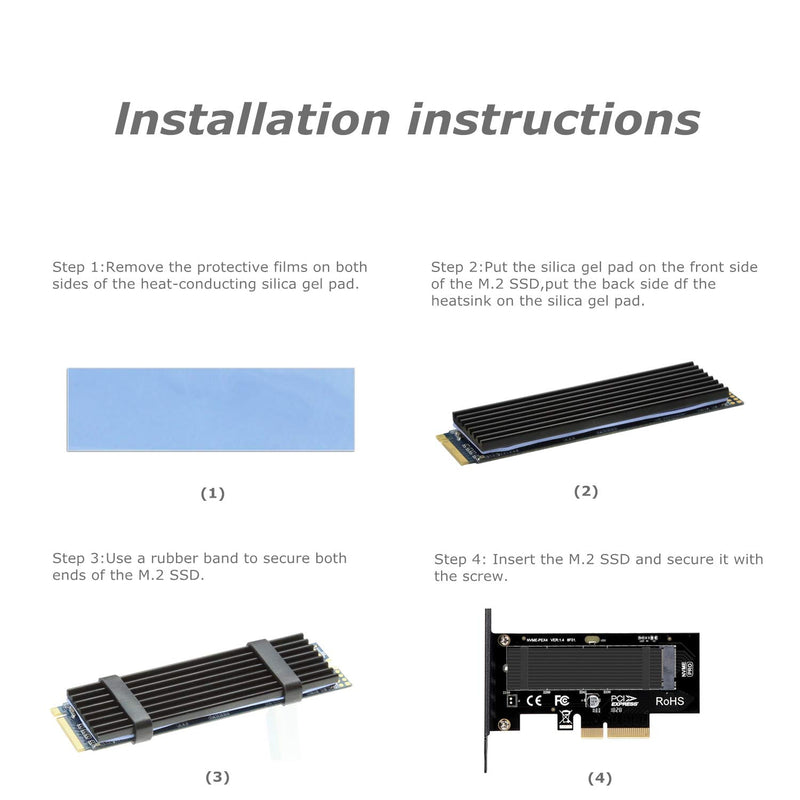 M.2 NVME to PCIe 3.0 x4 Adapter with Aluminum Heatsink Solution - LeoForward Australia