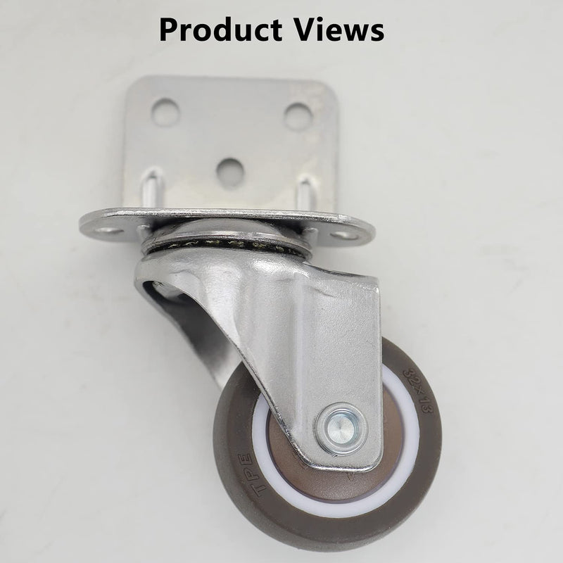  [AUSTRALIA] - Casoter 1.25"(32mm) L-Clip Plate Swivel Caster, Ball Bearing L-Shape Side Mount Plate TPE Rubber Wheel Metal Housing, 4 Pack Total Load Capacity 113Lbs/52Kg for Narrow Install Place of Furniture