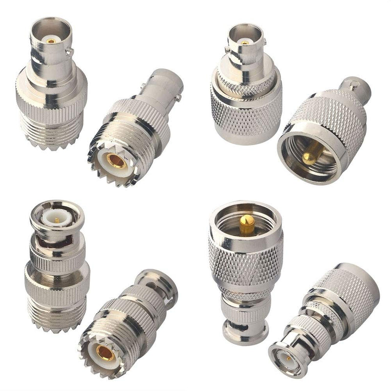  [AUSTRALIA] - BNC to UHF 4 Type 8 PCS RF Connector Kit Coaxial BNC Male Female to UHF Male Female RF BNC UHF Radios Adapter Kit for Antennas Wireless LAN Devices Coaxial Cable Wi-Fi Radios External Antenna… 8PCS