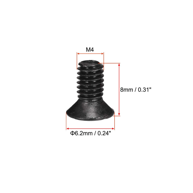  [AUSTRALIA] - uxcell M4 x 8mm Phillips Screw Fastener Black for Laptop PC TV Fan Switch 200pcs