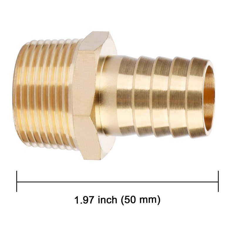  [AUSTRALIA] - U.S. Solid Brass Hose Fitting, Adapter, 3/4" Barb x 3/4" NPT Male Pipe Fittings 3/4" Barb x 3/4" NPT Male, 1 pcs