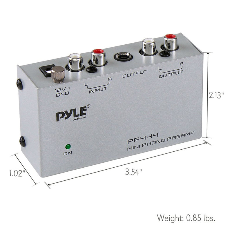  [AUSTRALIA] - Pyle Phono Turntable Preamp - Mini Electronic Audio Stereo Phonograph Preamplifier with RCA Input, RCA Output & Low Noise Operation Powered by 12 Volt DC Adapter (PP444)