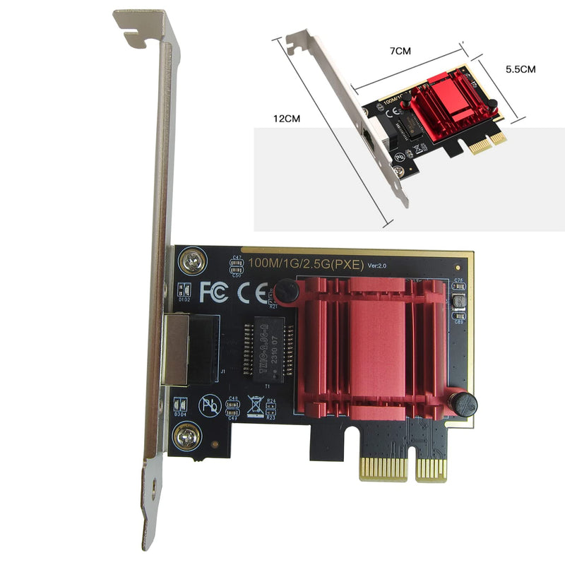  [AUSTRALIA] - 2.5GB PCIe NIC Network Card for pc 2.5gb switch wake on lan internal computer networking cards 2500/1000/100Mbps Win Server 2022/2019/2016 Windows 11/10/8.1/8/7 Linux ethernet Card adapter Support PXE 【2.5gb 1xRJ45】1PCS