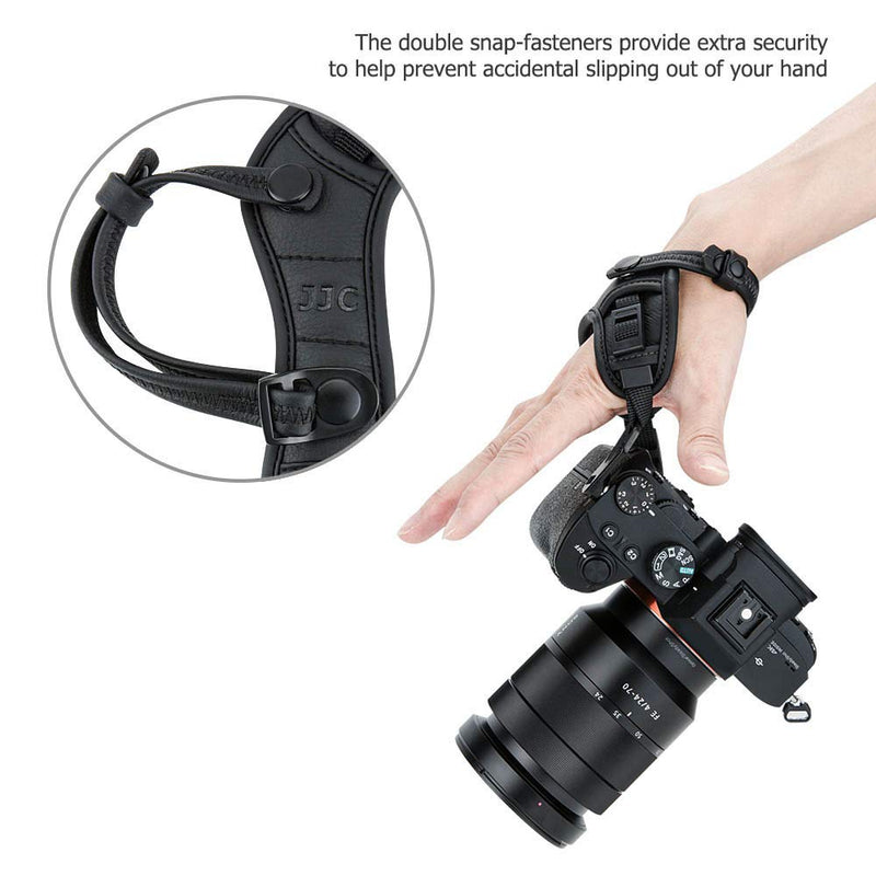  [AUSTRALIA] - JJC Deluxe Mirrorless Camera Hand Grip Strap for Sony A7IV A7III A7II A7 A1 A7C A7RIV A7RIII A7RII A7R A7SIII A7SII A9II A9 A6600 A6500 A6400 A6300 A6100 A6000 Panasonic G7 G9 G95 G85 S5 S1 S1R & More Black Thread