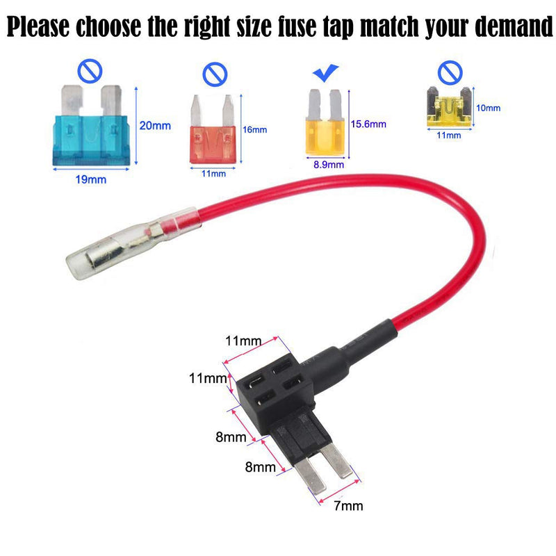  [AUSTRALIA] - Gebildet 4pcs 12V-24V Add-a-Circuit Micro2 Fuse Tap, Piggy Back Blade Fuse Holder with Wire Harness, 6 pcs Micro 2 Fuse (5A 10A 15A) and Fuse Puller 4pcs-Fuse Holder
