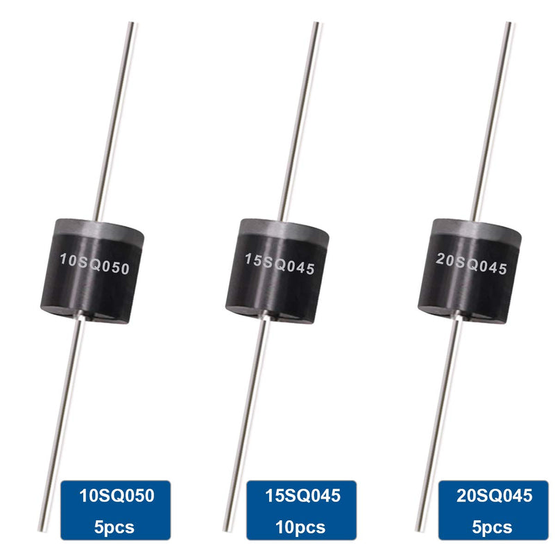 Tnisesm 20 Pcs Schottky Rectifiers Diode, Diode Axial Kit 10SQ050, 15SQ045, 20SQ045 for Solar Panel SQ - 3S 10A(50V)/15A(45V)/20A(45V) - LeoForward Australia