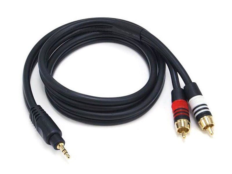  [AUSTRALIA] - Monoprice Audio Cable - 3 Feet - Black | Premium Stereo Male to 2 RCA Male 22AWG, Gold Plated & 1.5ft Premium 2 RCA Plug/2 RCA Plug M/M 22AWG Cable - Black