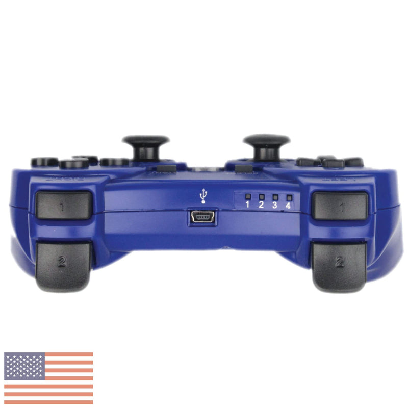  [AUSTRALIA] - BEK Controller replacement for PS3 Controller, Wireless Remote Gamepad, Thumb Grips, Double Shock 3 Vibration, Motion Sensors, Rechargeable Battery, Compatible with Sony Playstation 3 (Blue) Blue