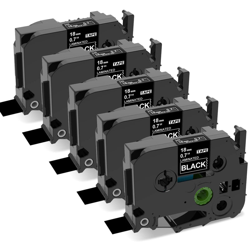  [AUSTRALIA] - 18mm Black Label Tape Compatible with Brother TZe-345 TZe TZ Black Tape 18mm 0.7 Laminated, 3/4 Inch Black P-Touch Label Tape for Brother PT-D410 PTD610BT PT-P700 PT-D600 Ptouch Label Maker, 5-Pack