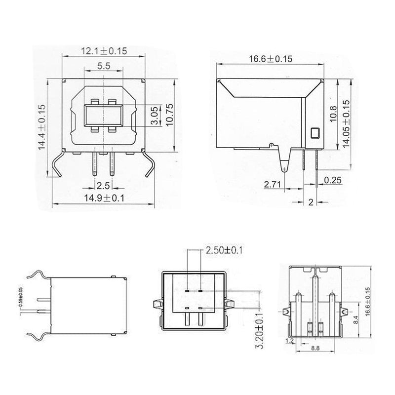  [AUSTRALIA] - USB Female Type-B Port 4-Pin Right Angle PCB DIP Jack Socket 10 Pack by MXRS