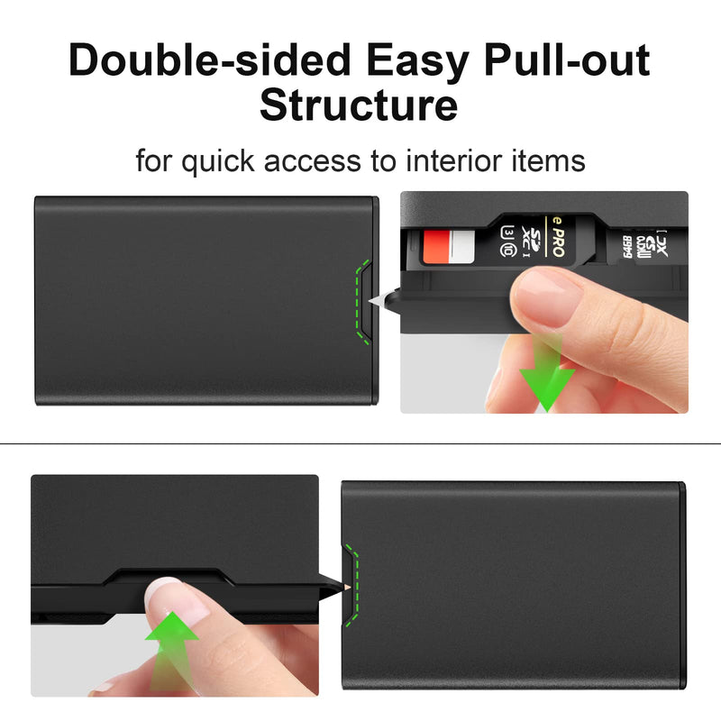  [AUSTRALIA] - BUDI Portable Aluminum Memory Card Case Shockproof Scratch Resistant Thin Credit Card Size Card Organizer Lightweight Card Holder Wallet Stores 6 SD Micro SDHC Micro SDXC Cards & 8 TF Cards