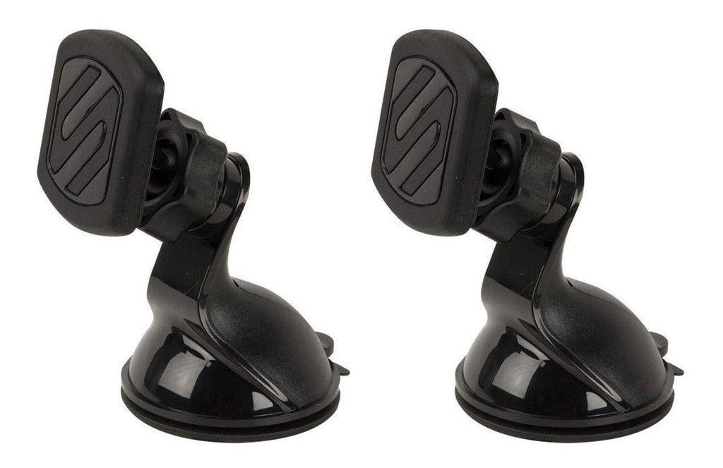  [AUSTRALIA] - Scosche MAGWSM-2PXCES0 MagicMount Magnetic Car Phone Holder Windshield or Dashboard Mount - 360 Degree Adjustable Head, Universal with All Devices - Suction Mount - Pack of 2 Window / Dash Suction 2 Pack