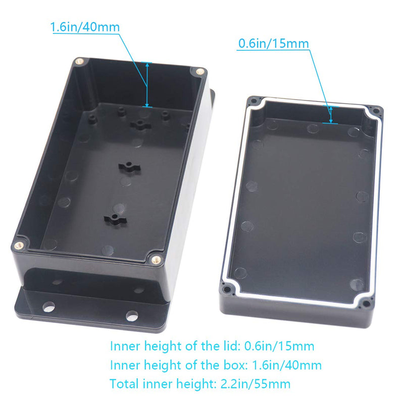  [AUSTRALIA] - Zulkit Junction Box ABS Plastic Dustproof Waterproof IP65 Universal Electrical Boxes Project Enclosure with Fixed Ear Black 6.22 x 3.54 x 2.36 inch (158 x 90 x 60 mm)(Pack of 1) 6.22'' x 3.54'' x 2.36''(Pack of 1)