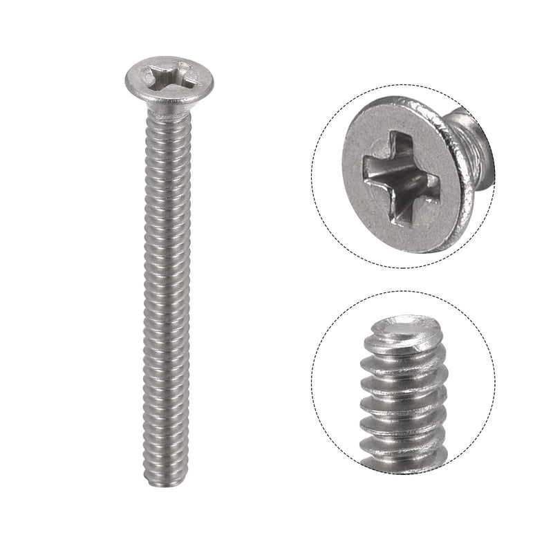  [AUSTRALIA] - uxcell 6#-32x1-1/2" Flat Head Machine Screws Phillips 304 Stainless Steel Bolts 100pcs