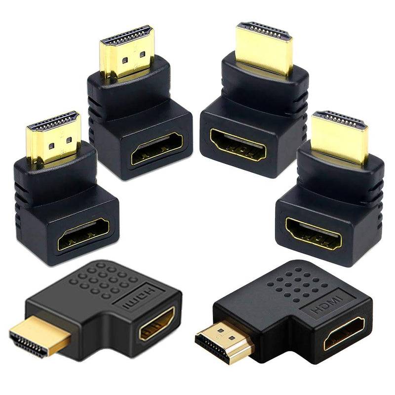  [AUSTRALIA] - AONTOKY 6Pack 3D and 4K HDMI Angled Adapter Combo 4 Pcs 90 and 270 Degree 2 Pcs Vertical Flat Left and Right 90 Degree Male to Female HDMI Adapter TV Connector