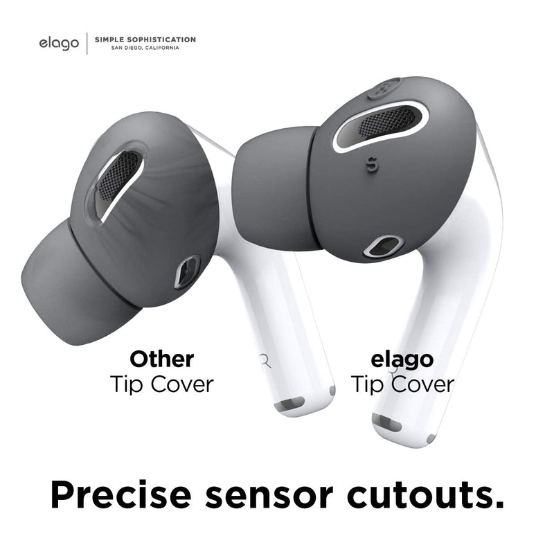  [AUSTRALIA] - elago [6 Pairs] AirPods Pro Ear Tips with Integrated Earbuds Cover Designed for Apple AirPods Pro, Fit in The Case, Anti-Slip, [3 Sizes: Large + Medium + Small] [US Patent Registered] (Dark Grey) Dark Grey