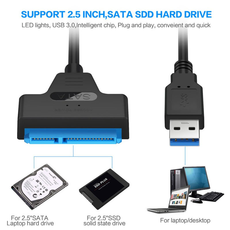 Maxmoral Super Speed USB 3.0 to Sata III 2.5 inch Hard Drive Adapter Converter Cable,Supports UASP SATA III II I to USB 3.0,External 2.5" HDD SSD Serial ATA Cable Converter - LeoForward Australia