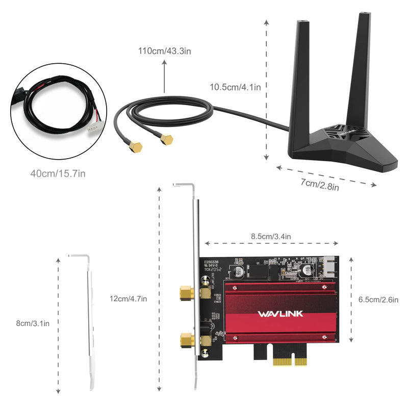  [AUSTRALIA] - WAVLINK 2023 New AX5400M WiFi 6E PCIe Network Card, Tri-Band AX210 Wireless Adapter with Bluetooth 5.3, MU-MIMO, WPA3, OFDMA, Low-Profile Bracket, Heat Sink, for Windows 11/10 PC AX5400 PCIe WiFi Card Adapter