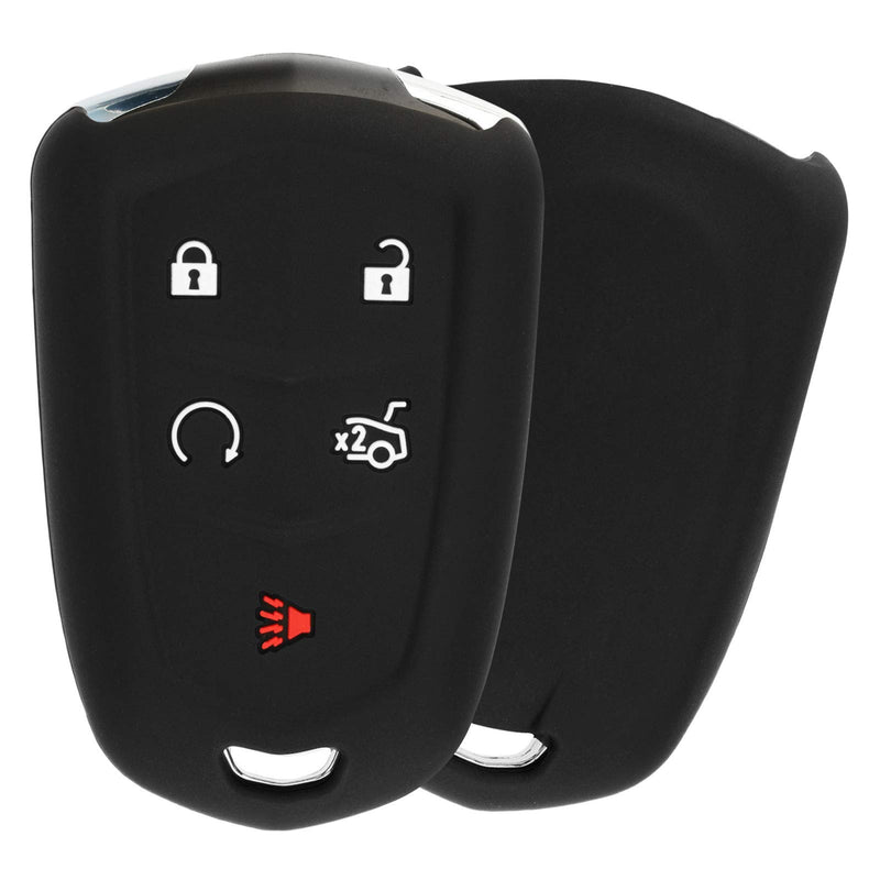  [AUSTRALIA] - KeyGuardz Keyless Entry Remote Car Smart Key Fob Outer Shell Cover Soft Rubber Protective Case for Cadillac ATS CTS SRX XTS HYQ2AB Black