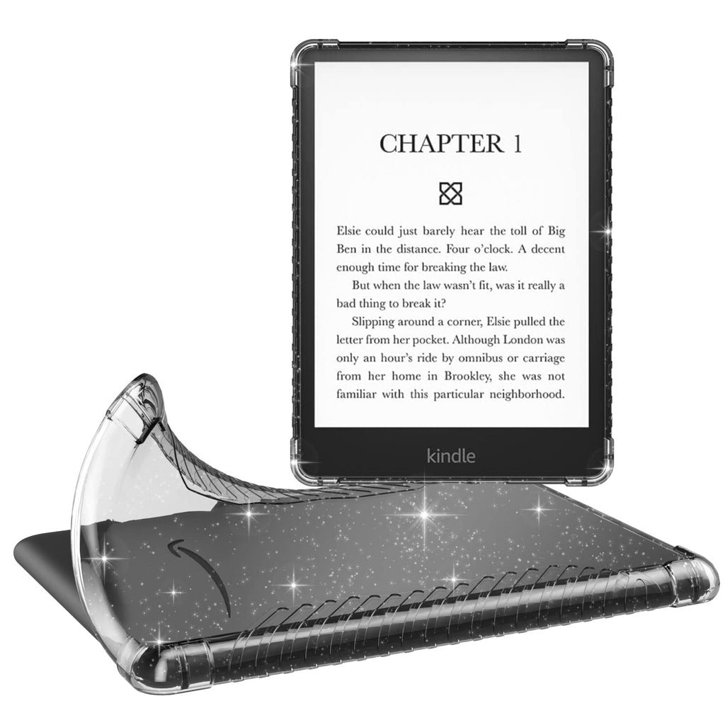  [AUSTRALIA] - MoKo Case for 6.8" Kindle Paperwhite (11th Generation-2021) and Kindle Paperwhite Signature Edition, Ultra Clear Soft Flexible Transparent TPU Skin Bumper Back Cover Shell, Clear Glitter