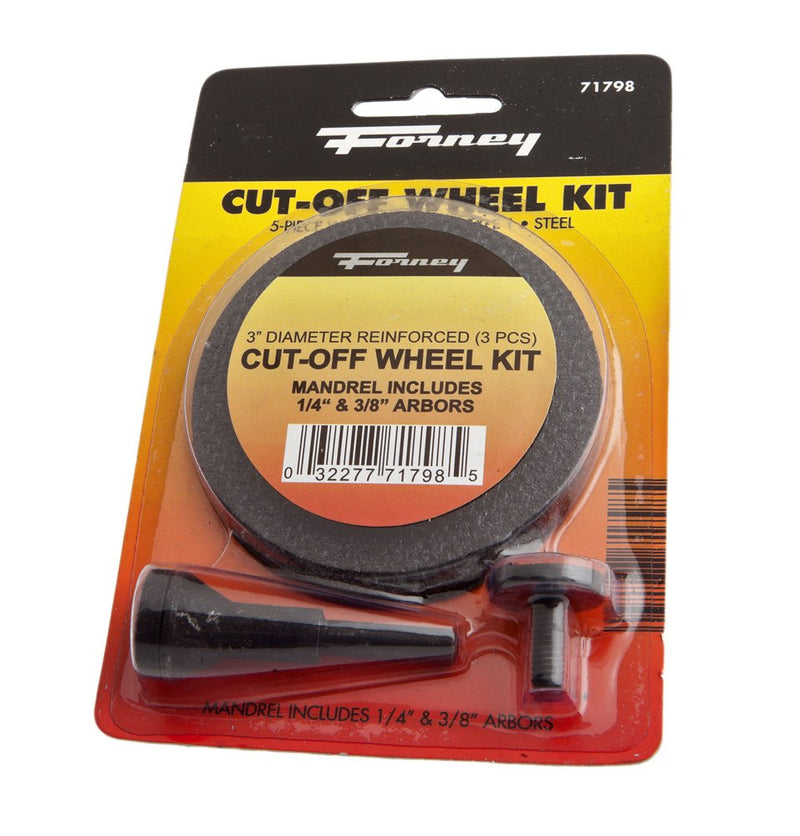  [AUSTRALIA] - Forney 71798 Cut-Off Wheel Kit with 1/4-Inch Shank Mandrel, 3-Inch-by-1/32-Inch, 5-Piece