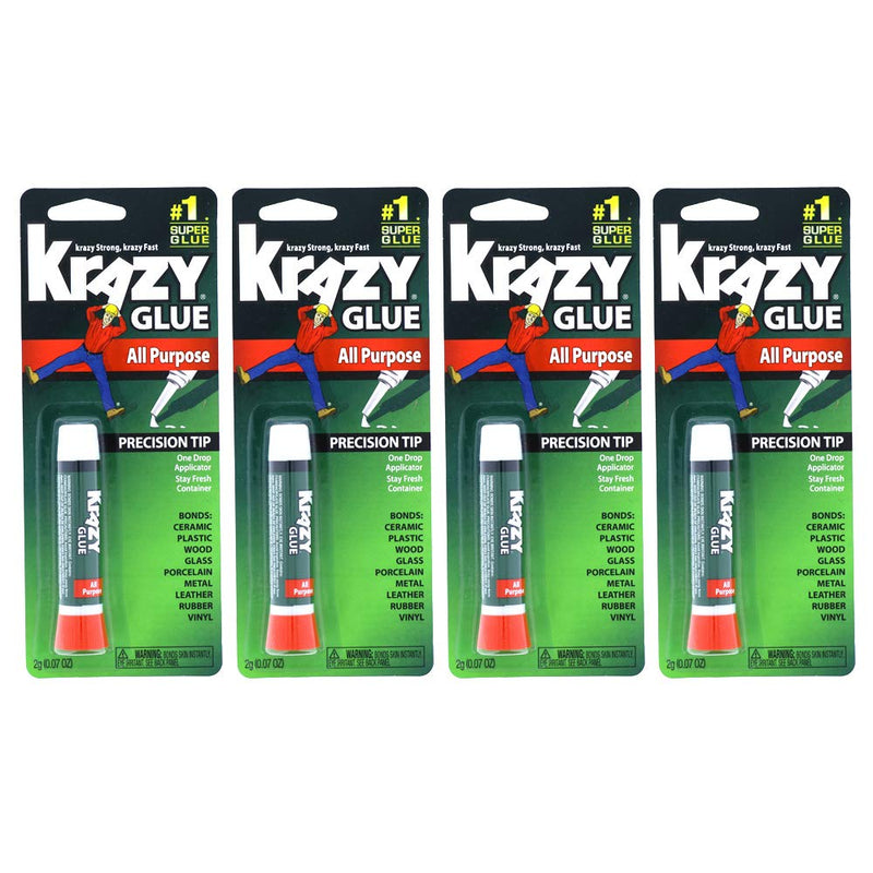  [AUSTRALIA] - OCD Bargain Krazy Glue Original Adhesive - Super Glue - Precision Tip - Multi-Purpose One Drop Applicator (4) 4