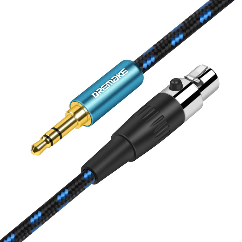  [AUSTRALIA] - DREMAKE 3.5mm 1/8‘’ TRS Aux Male to Mini XLR 3-Pin Female Audio Cable, 5FT Mini XLR to 1/8 Inch Stereo Headphone Cable for Professional Recording Studios, Live Performances, Schools - Blue Tweed 5Feet/1.5M