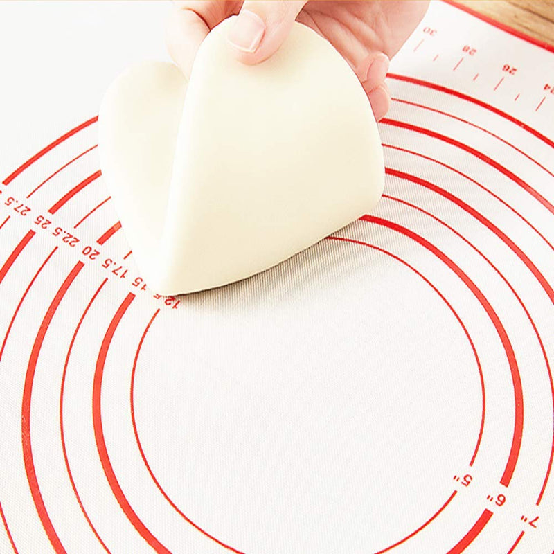  [AUSTRALIA] - Rolling Pin nonstick and Silicone Baking Pastry Mat combo kit, Adjustable Rolling Pin With Thickness Rings, Rolling Pin for Baking Fondant, Pizza, Pie, Pastry, Pasta, Dough, Cookies (Red baking mat) Red baking mat