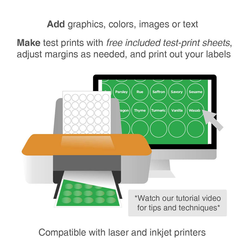 ChromaLabel 1-1/4 Inch Round Printable Labels for Laser and Inkjet Printers, 1050 Pack, 42 Stickers per Sheet, White - LeoForward Australia