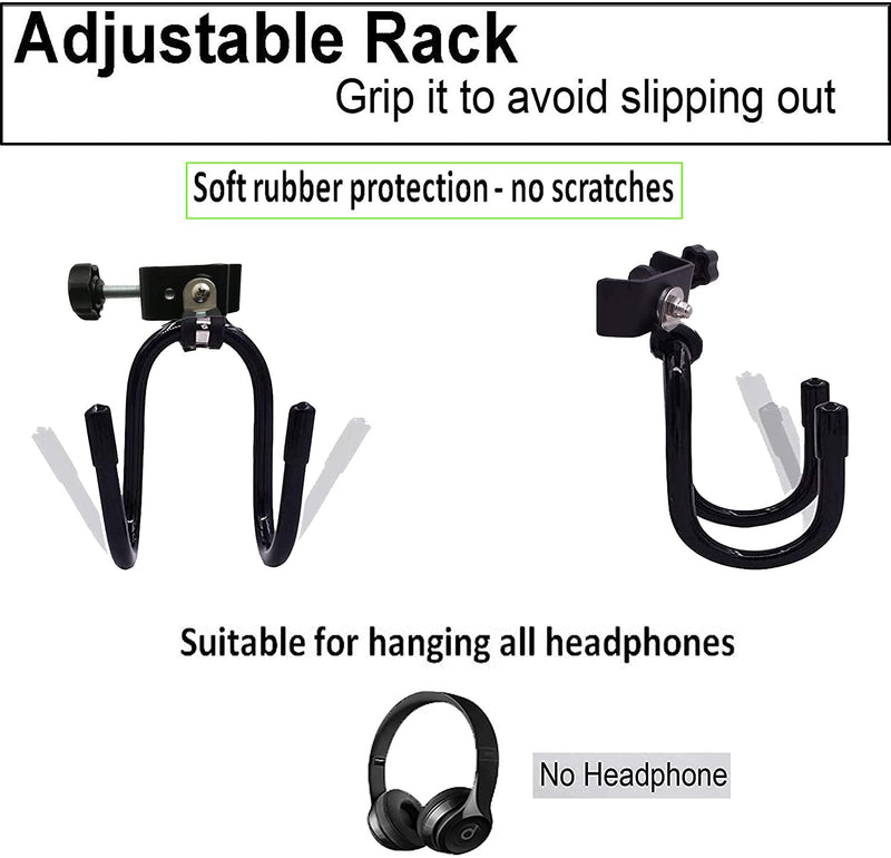  [AUSTRALIA] - Headphone Hanger Stand Mount, Clamp-On Universal Accessory Holder, for Studio Microphone/Musical Stand for Headset, Cords, Tambourines, Cowbell, etc - No Instrument