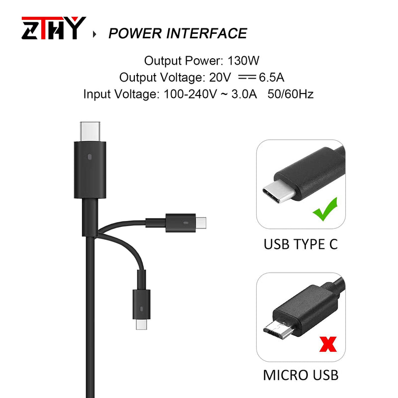  [AUSTRALIA] - 130W USB-C Laptop Charger Replacement for Dell XPS 15 7590 9500 9510 9520 9575 17 9700 9710 9720 Latitude 5510 5310 5410 Precision 3541 3550 3551 3560 5550 Inspiron Chromebook DA130PM170 Power Adapter