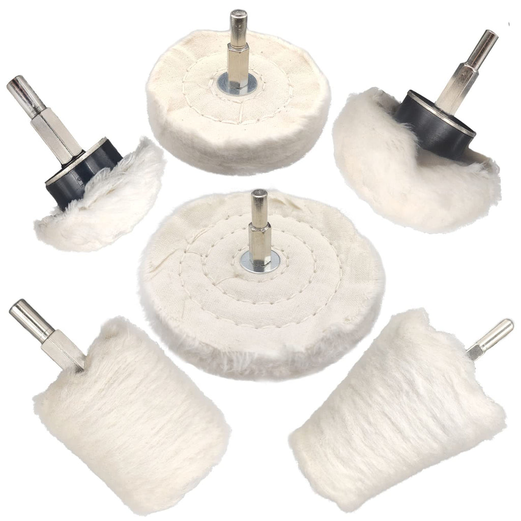  [AUSTRALIA] - Tworider 6 pcs Buffing Wheel for Drill,Buffing Pad Polishing Wheel Kits,Wheel Shaped Polishing Tool for Metal Aluminum,Stainless Steel,Chrome,Jewelry,Wood,Plastic,Ceramic,Glass,etc