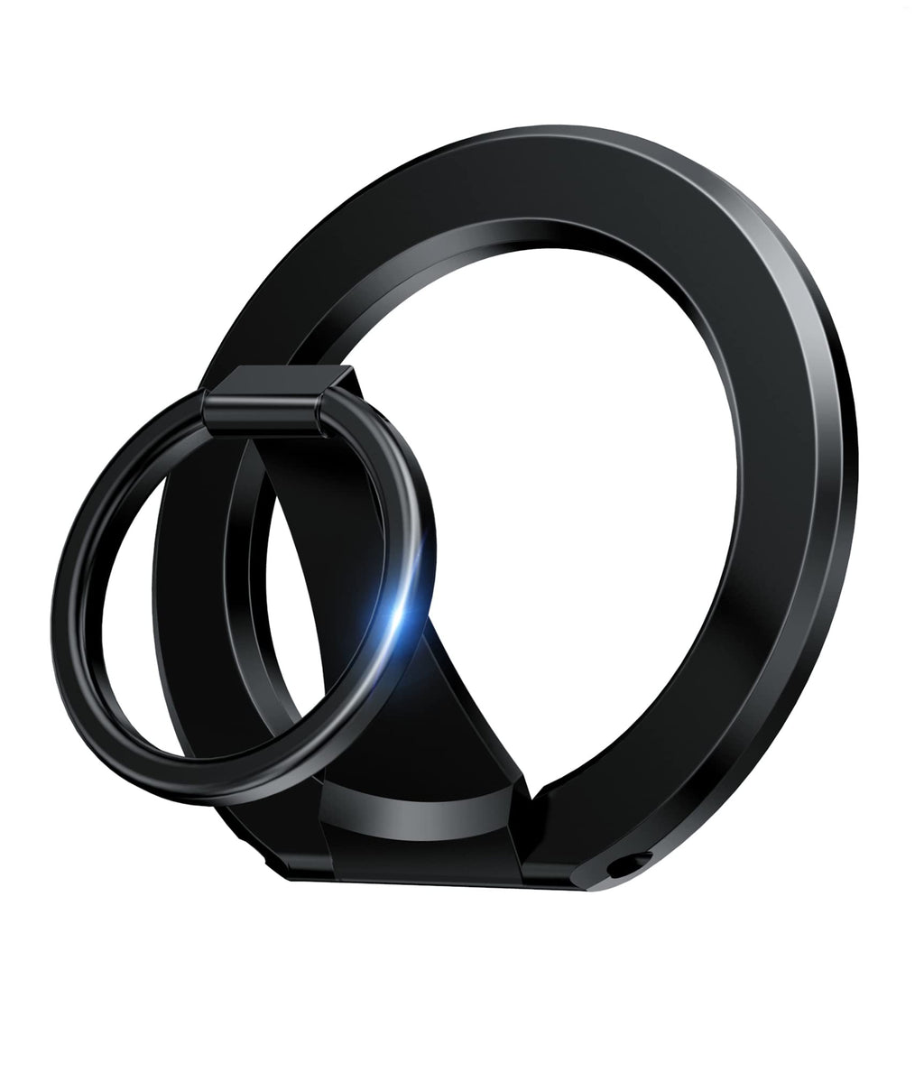  [AUSTRALIA] - 【2022 Upgraded】 SUPERONE Mag Safe Phone Ring Holder, Adjustable Finger Ring Kickstand Removable Magnetic Grip Compatible with Wireless Charging Only for iPhone 14 & 13 & 12 Series Black