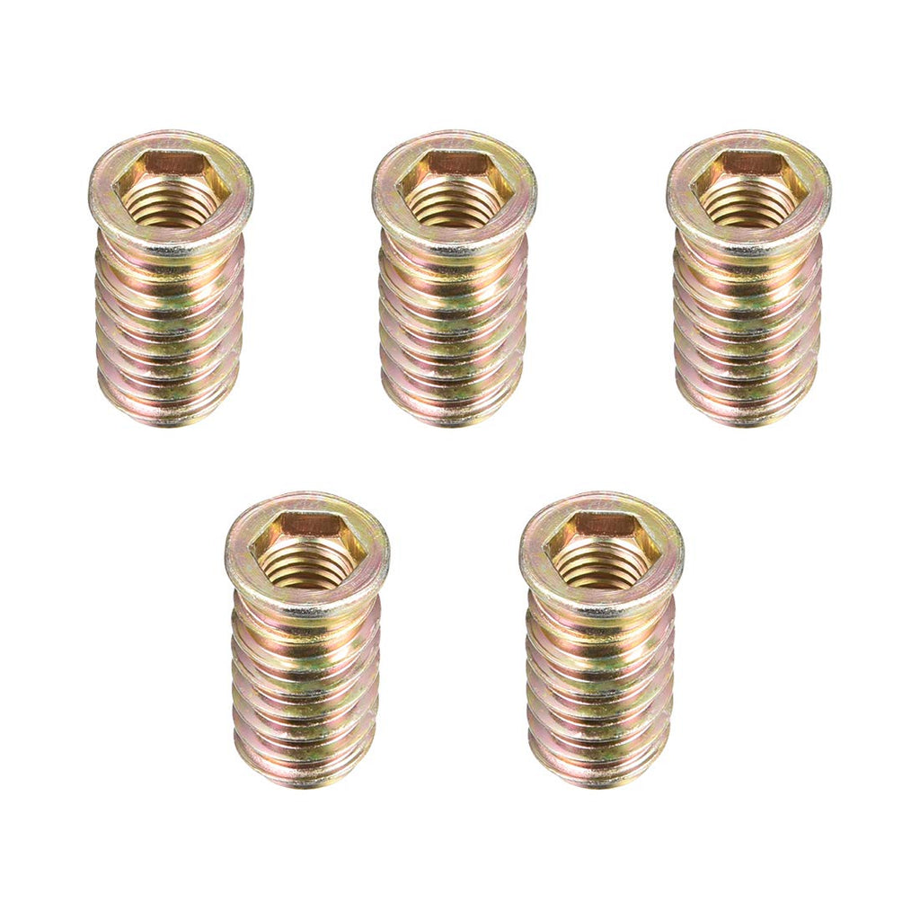  [AUSTRALIA] - uxcell Wood Furniture M10x30mm Threaded Insert Nuts Interface Hex Socket Drive 5pcs