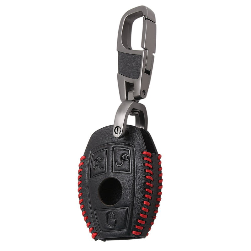 Smart 3button Leather Key Cover Bag Fob Shell Car Key Cases Fit For Mercedes Benz W203 W205 W210 W211 W212 W124 Accessories Red - LeoForward Australia