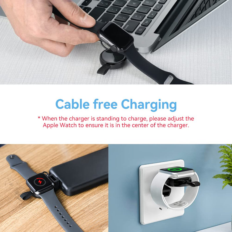  [AUSTRALIA] - NEWDERY Charger for Apple Watch Portable iWatch USB Wireless Charger, Travel Cordless Charger with Light Weight Magnetic Quick Charge for Apple Watch Series 7 6 5 4 3 2 1 SE (Black) Black