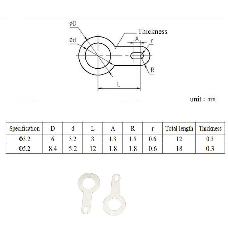  [AUSTRALIA] - PZRT 50pcs Silver-Plated Copper Single Head Soldering Terminal M3.2 Circular Weld Washer Welding Sheet