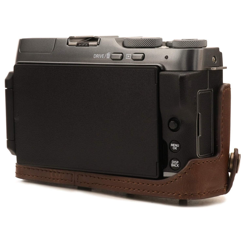  [AUSTRALIA] - MegaGear Ever Ready Leather Camera Case Compatible with Fujifilm X-A7 Dark Brown