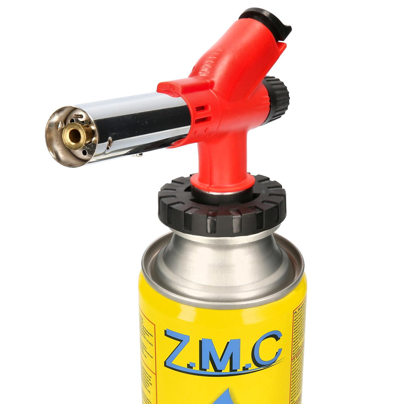  [AUSTRALIA] - ZMC gas burner 1.0kW + 8 gas cartridges 227g, flambé burner up to 1300°C, Bunsen burner soldering burner, kitchen burner with adjustable flame, burner attachment gas burner gas lighter with 8x gas