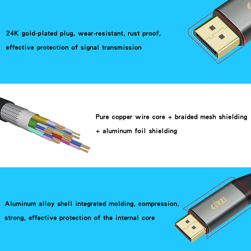  [AUSTRALIA] - General Kirzi DisplayPort to DisplayPort Cable 25ft DisplayPort 1.2 Cable (4K60Hz, 2K165Hz, 2K144Hz), Ultra High Speed DP to DP Cable, Compatible with Laptop PC TV Gaming Monitor (25ft)